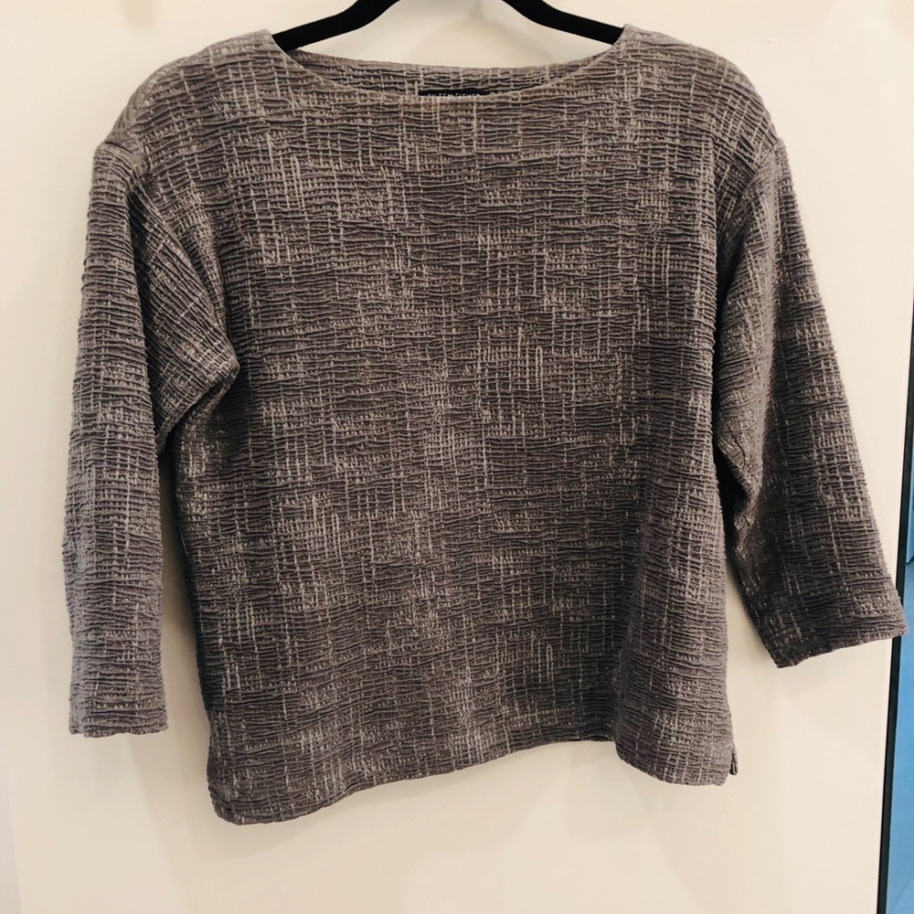 Eileen Fisher Organic cotton grey textured top PXS